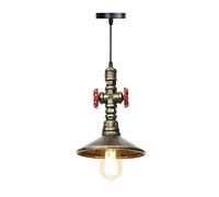 Ganeep Retro Water Pipe Ceiling Pendant 1-Lights Industrial Vintage Steampunk Rustic Metal Iron Hanging Edison Lamp Hanging Lights E27 Edison (Color : Bronze)