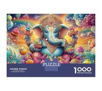 Ganesh Fantasy 1000 Piece Jigsaw Puzzle Lord Ganesha Portrait for Adults Educational Game Home Decoration Difficult Challenging Birthday Gifts 52x38cm/1000pcs