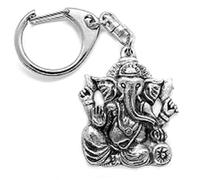 Ganesh Hindu Elephant God Push Gate Keyring with Lemon Burlap Pouch