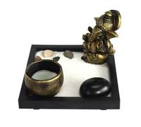 Ganesh Meditation Sand Table Ornament, MDF Board Desk Decor | Black Sand, Subtle Elegant Style, Desktop Gift Accent, Calming Fidget Piece for Home Decor