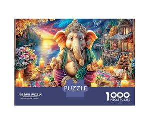 Ganesha Altar Scene 1000 Pc Majestic Elephant in Cosmic Jungle Eco-Friendly Paper Premium Jigsaw Puzzle for Adults Decompression Game Wall Decoration And Gifts 52x38cm/1000pcs