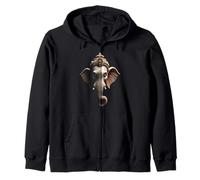 Ganesha Head Hindu God Art Zip Hoodie
