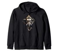 Ganesha Head Hindu God Art Zip Hoodie
