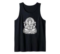 Ganesha Hindu Deity Sacred Lotus Spiritual Line Art Tank Top