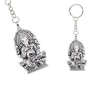 Ganesha Keyring Silver Elephant Buddha God Keychain Vinayaka Ganapati Hindu Luck Buddhist Safety Accessory Power Strength Pendant Charm Bag Keys Chain Key Ring Pretty