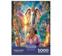 Ganesha Meditation 1000 Piece Baby Elephant Plays in Forest Jigsaw Puzzles for Puzzles 1000 Pieces Jigsaw for Adults Challenging Educational Games Jigsaw Puzzles for Adults Gifts 38x26cm/1000pcs
