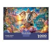 Ganesha Meditation Jigsaw Puzzles Puzzle for Adults Kids. 1000 Piece Interesting Impossible Challenge Toy Educational Game Home Decoration for Adults& Kids Age 14 Years Up 38x26cm/1000pcs