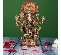 Ganesha Statue Brass Lord Ganesha Statue - Warrior Ganpati Idol - Dhristi Ganesh Figurine - Ekdant Sculpture - Bhagwan Ganesh Idol - Gajanan Deity - Bappa Idol Diwali Gift by RITU Home Decor