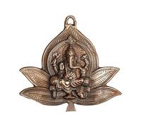 Ganesha Wall Hanging Metal Ganesh Face with Flower Statue Sculpture Idol Wall Décor Antique Ganpati Statue for Home Entrance Temple decor and Indian Traditional Festival Decoration(Size-9"X9")