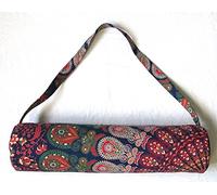 GANESHAM Indian Handmade Ethnic Bohemian Tapestry Gym Exercise Sports Cotton Unisex Cross Body Boho Hobo Full Zip Yoga Mat Carrier Bag With Adjustable Shoulder Strap