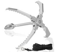 GanFindX PRO Grappling Hook W / 65 FT Rope, Heavy Duty | Folding 4-Claw Survival Claw, Multi-Purpose SUS Sawtooth Hook for Outdoor Camping Hiking Tree Rock Mountain Climbing (Aluminum-Rear Circle)