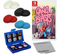 Gang Beasts for Nintendo Switch (US Version), with PremGear Thumb Grips (8 pack - Black, Blue, Red & Clear), 24 Slot Game Card Holder & Cleaning Cloth
