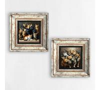 Gang of Cats Duo Vintage Prints Spiritual Framed Wall Art For Living Room/Bedroom/Botanical Wall Decor Housewarming Gift