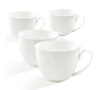 Gang Rinpoche 22 OZ Lightweight Bone China Soup Mugs with Handles White Large Ceramic Coffee Mugs Set of 4 for Hot Chocolate Cocoa Cereal Salads Yogurt Milk Latte Cappuccino, Dishwasher Microware Safe