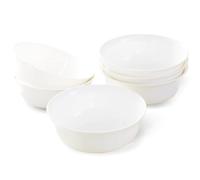 Gang Rinpoche Bone China Bowls Sets, 6pcs Fine Bone China Cereal Bowls, Soup, Salad, Pho, 20 oz, White, Round, Solid, Lightweight, Dishwasher & Microwave Safe