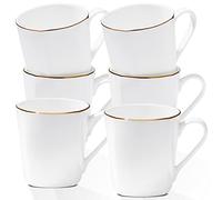 Gang Rinpoche White Coffee Mugs, 10 OZ Lightweight Porcelain Tea Cups, Ceramic Mugs Set of 6, Luxury Espresso Cups