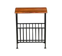 Ganga Iron Magazine Rack - Sheesham Wood - L20 x W50 x H40 cm - Honey Dark Finish Jaipur Furniture Ltd Black One Size