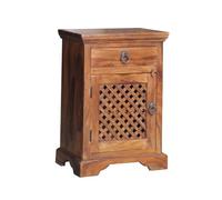 Ganga Latic Jali Bedside with Left Side Door - Sheesham Wood - L31 x W45 x H65 cm - Honey Dark Finish Jaipur Furniture Ltd Brown One Size