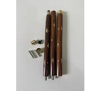 Ganga Nautical 3-Piece Wooden Pool Cue Set with Brass Inlays, Threaded Design, Brown