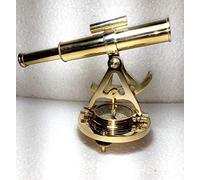 Ganga Nautical Antique Alidade Brass Telescope with Premium Full Brass Theodolite Compass Alidade Telescope Maritime Desk Collectible 8 Inch Color Golden