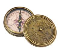 Ganga Nautical Brass 100 Yrs Calendar (1957-2056) Sundial/Pocket Compass, 3-inc