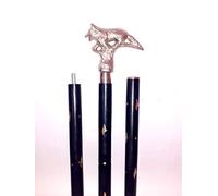 Ganga Nautical Silver Antique Handmade Dragon Walking Cane Wolf Head Handle Wooden Walking Wood, Aluminum Stick