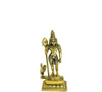 Gangesindia Brass Standing Murugan Lord Kartikeya Statue, Traditional Hindu Deity Sculpture (7.62 cm,6.35 CM, 17.15 CM) (Murugan Karatikeya Idol)