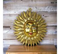 GangesIndia Handmade Decorative Metal Sun Idol Face Wall Hanging Statue Puja Vastu Figurine Surya for Positivity for Home Enterance Decor Home& Office Weight 213 Gram