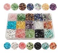 GangGangHao 1888 Pcs Natural Chip Stone Beads About 500g Irregular Gemstones Healing Crystal Loose Rocks Bead Hole Drilled DIY for Bracelet Jewelry Making Crafting (5-8mm, 15 Color Mix-S1)