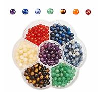 GangGangHao 350pcs 4mm 7 Chakra Natural Stone Round Beads Crystals Energy Healing Genuine Real Stone DIY Charm Smooth Beading for Bracelet Necklace Earrings Jewelry Making(4mm,7 Chakra Color