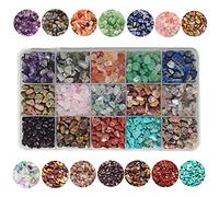 GangGangHao Natural Chip Stone Beads About 1888pcs Irregular Gemstones Healing Crystal Loose Rocks Bead Hole Drilled DIY for Bracelet Jewelry Making Crafting (5-8mm, 15 Color Mix-S2)