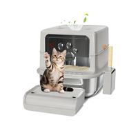 Ganggend Stainless Steel XL Enclosed Odorless Cat Litter Box with Lid, Light Grey, 15.4"L x 15.7"W x 23.6"H