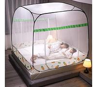 Gangkun Mosquito net 1.5m / 1.8m 2m bed, no need to install zipper three-door square top yurt, full bottom anti-fall high mosquito net-【Full bottom】 Carrot_1.2m bed