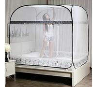 Gangkun Mosquito net 1.5m / 1.8m 2m bed, no need to install zipper three-door square top yurt, full bottom anti-fall high mosquito net-[Full bottom] Pieces of leaf love-gray_2 * 2.2m bed