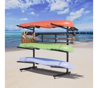 GangMei Kayak Storage Rack, Freestanding Kayak Stand with Wheels, Heavy Duty Kayak Holder, Adjustable Canoes and Surfboards Bracket for Outdoor Indoor Storage