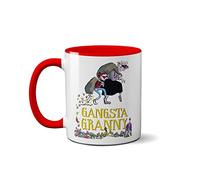 Gangsta Granny David Wallimas Mug - World Book Day Ceramic Christmas Birthdays Gift Large Heavy Duty Handle Dino Coated Dishwasher/Microwave Safe Sublimation Ceramic (Red Handle) (OneSize, Red)