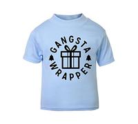 Gangsta Wrapper [XMAS22] Festive Quotes Short Sleeve Cotton Toddler t Shirt, 3-4 Years, Pastel Blue