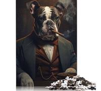 Gangster Bulldog Cigar Jigsaw Puzzles Puzzles for Adults Kids. 1000 Piece Impossible Challenge Toy Educational Game Home Decoration for Educational Games Gifts 1000pcs (40x28cm)
