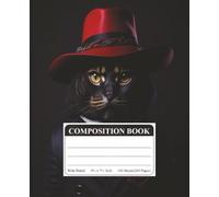 Gangster Cat Composition Notebook, Wide Ruled, 100 Sheets, 7-1/2" x 9-3/4", Classroom School Supplies for College and School