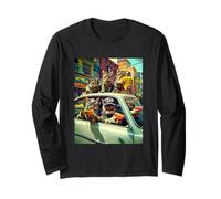 Gangster Cats Street Cat Gang in Car Meme The Meowfia Crime Long Sleeve T-Shirt