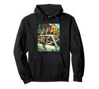Gangster Cats Street Cat Gang In Car Meme The Meowfia Crime Pullover Hoodie