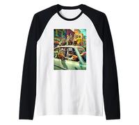 Gangster Cats Street Cat Gang in Car Meme The Meowfia Crime Raglan Baseball Tee