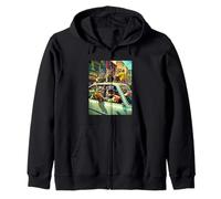Gangster Cats Street Cat Gang In Car Meme The Meowfia Crime Zip Hoodie