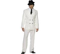 Smiffys Fever Gangster Costume, White Jacket, Trousers and Tie, Fever Male Fancy Dress, 1920s Dress Up Costumes