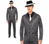 Gangster Costume Pinstripe Mens Zoot Suit Vintage 1920s Mafia Fancy Dress Outfit