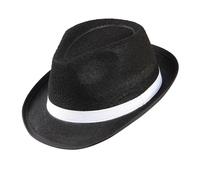 Gangster Felt Black withWhite Band 20s 30s Gangster Hats Caps & Headwear for Fancy Dress Costumes Accessory
