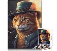 Gangster Ginger Cat Jigsaw for Adults 1000 Pieces Focus Building Educational Activity for Festive Occasions Size 50x75cm