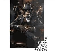 Gangster Monkey Jigsaw Puzzles Puzzle for Adults Kids. 1000 Piece Whimsical Challenge Toy Educational Games Home Decoration for Educational Games Gifts 1000pcs (75x50cm)