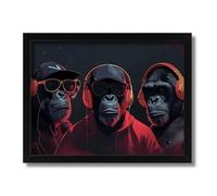 Gangster Monkey Trio Wall Art Swag Monkeys Street Art Print Urban Poster Print Poster A5 - Wall Art Home Decor Movie Poster Canvas Film Cinema Retro Vintage Cult Classic Nostargic Saga Modern reprint