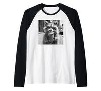 Gangster Raccoon with Bubble Tea, Raccoon Raglan Baseball Tee